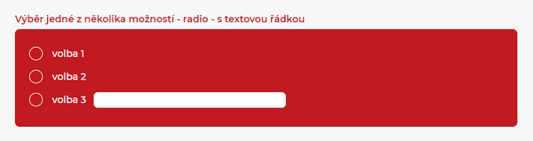 Formulář - typ Výběr jedné z možností - radio