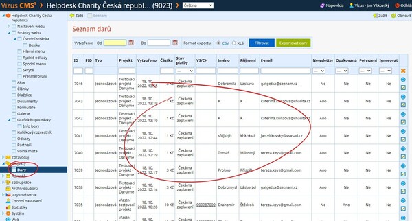 Online školení - Platební brána - Modul Dary