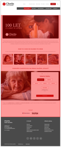 Landing page - zvýrazněná obsahová část