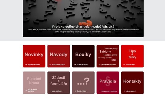 Homepage s rozcestníkem - helpdesk.charita.cz