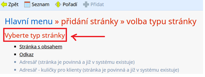 Typ stránky