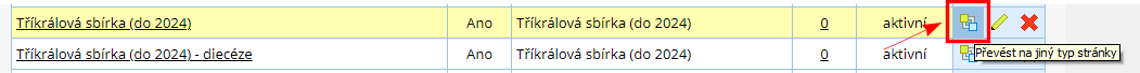 Změna typu stránky.